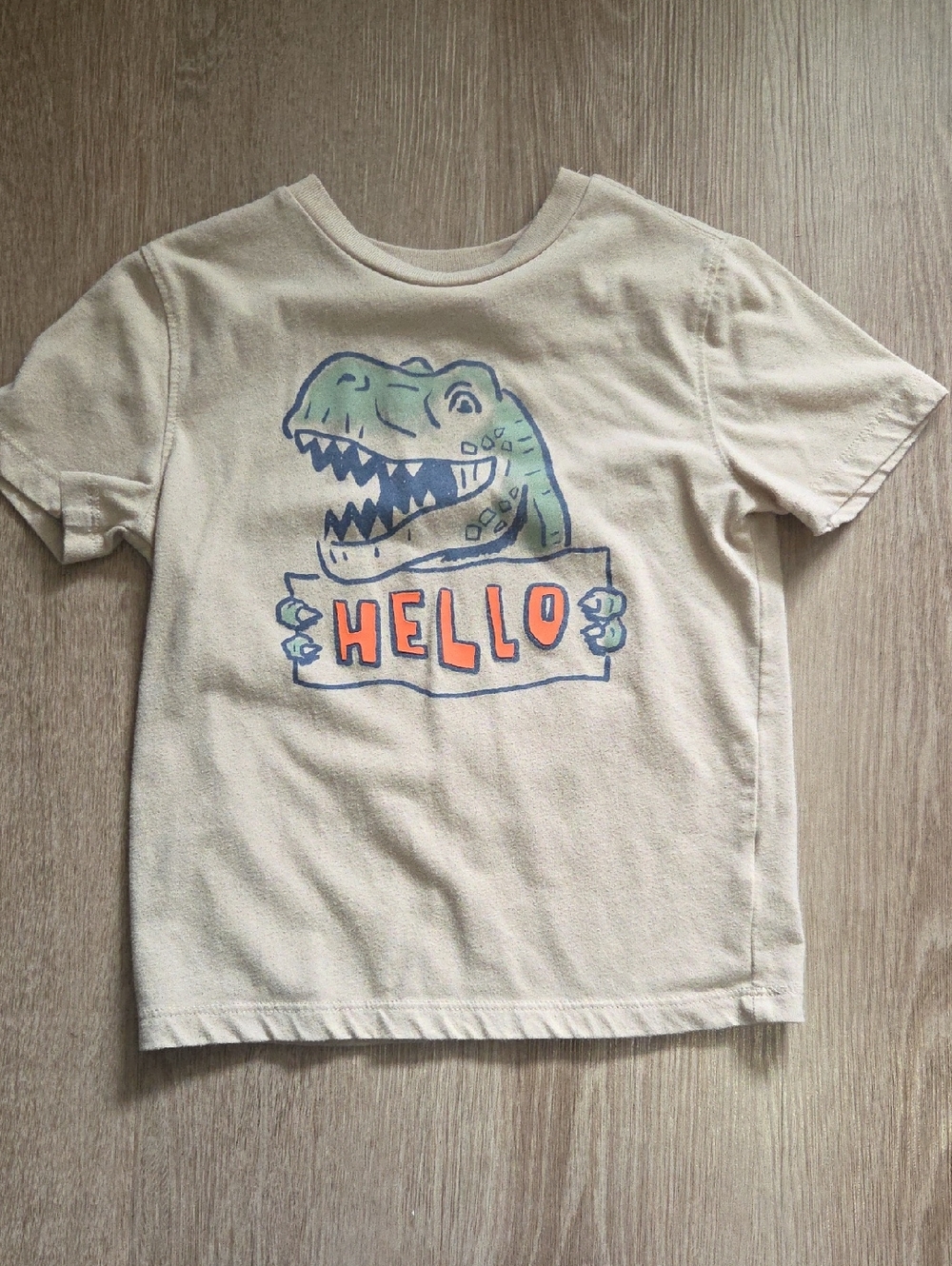 Kids Dino 'Hello' Graphic Tee - Cream
